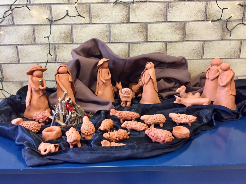 Frohe Weihnachten! - Krippe aus Ton